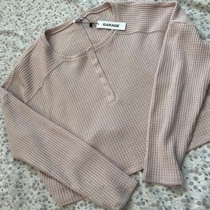 Pink waffle-knit long sleeve from garage